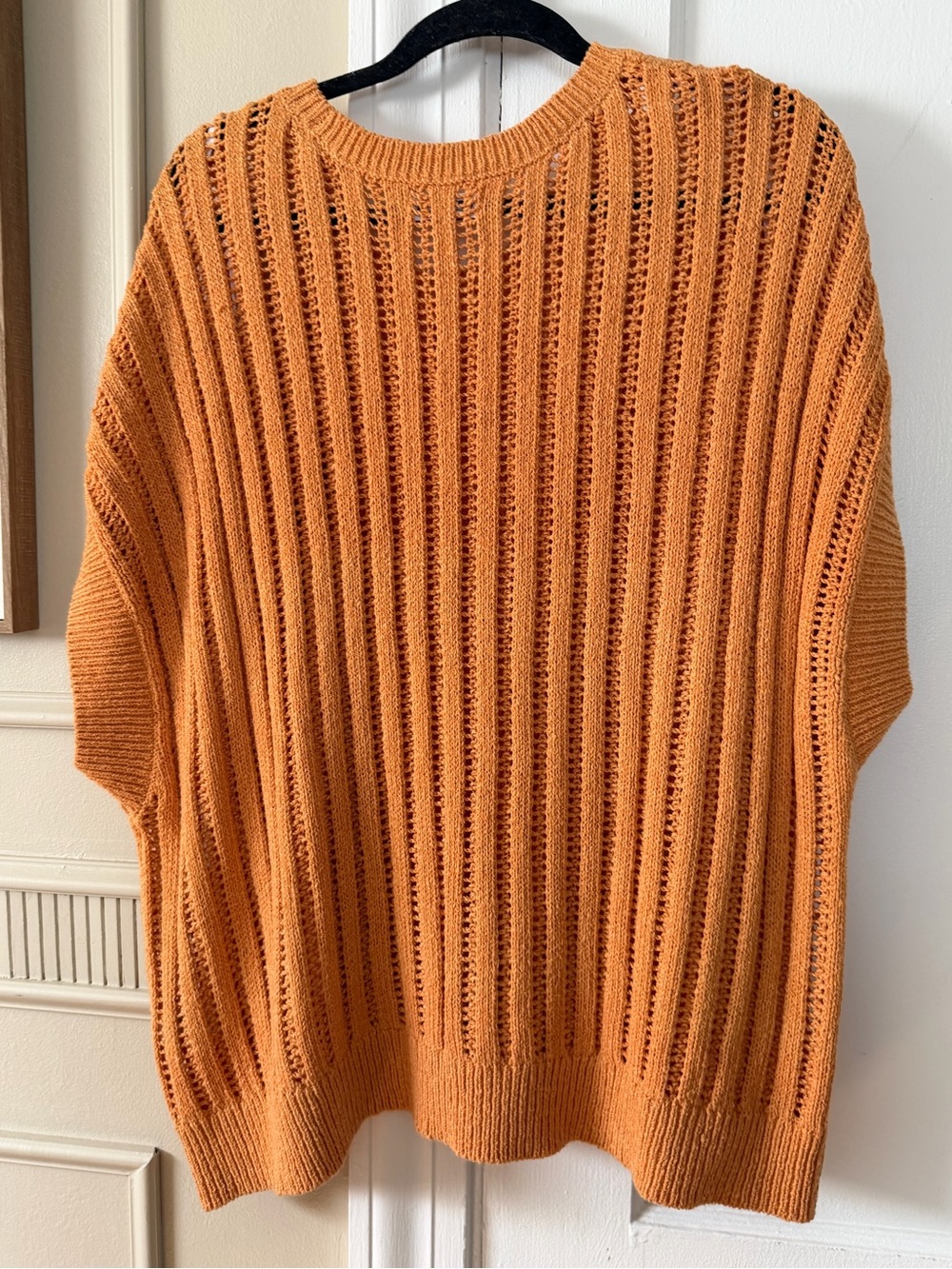 Calvin Klein Open-Knit Scoop Neck Sweater in Orange - Picture 2 of 4